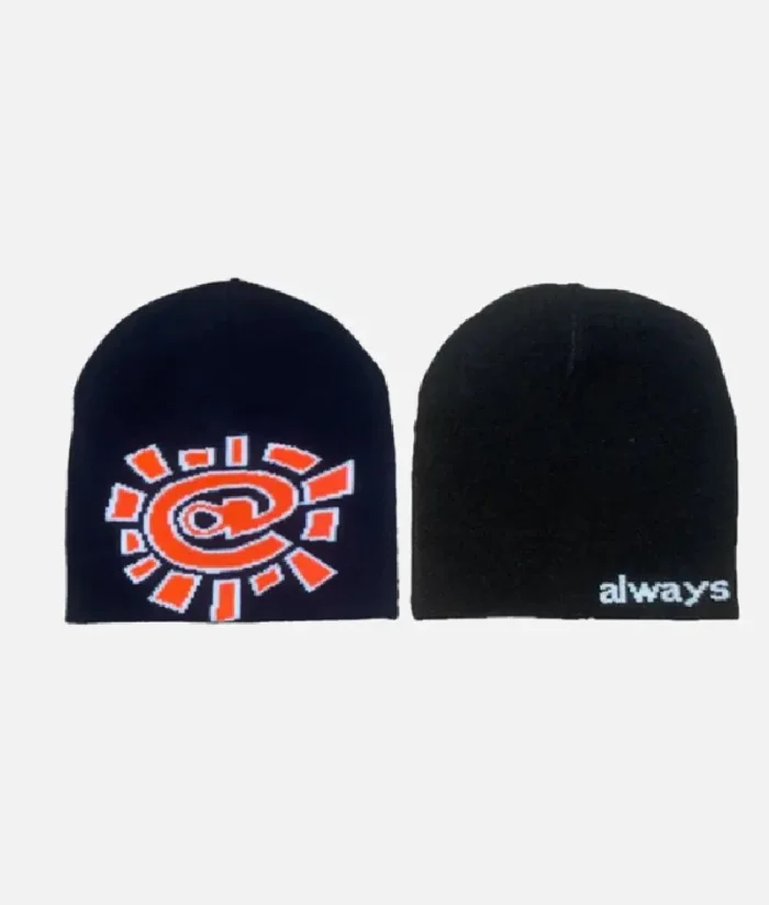 Adwysd Reversible No Cuff Beanie Black Orange